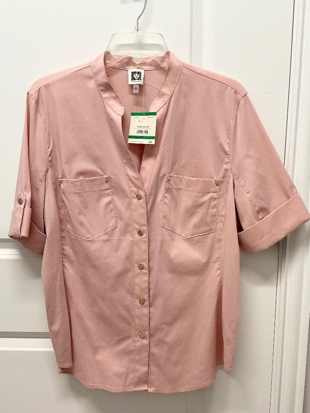 ANNE KLEIN NWT PALE MAUVE BLOUSE SIZE LARGE